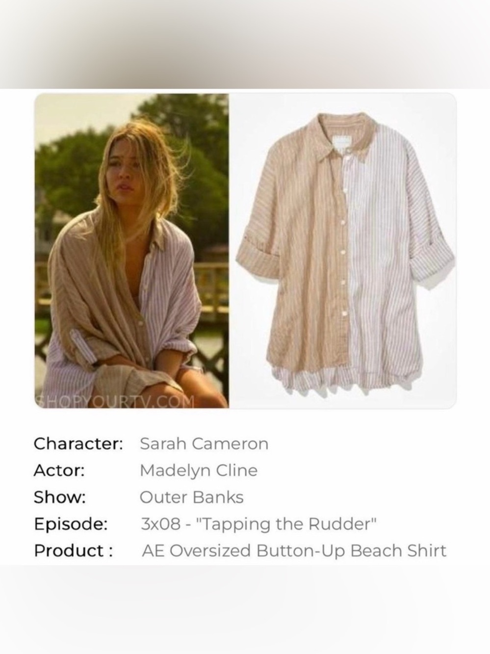 ASO Sarah Cameron Outer Banks American Eagle Oversized Button-Up